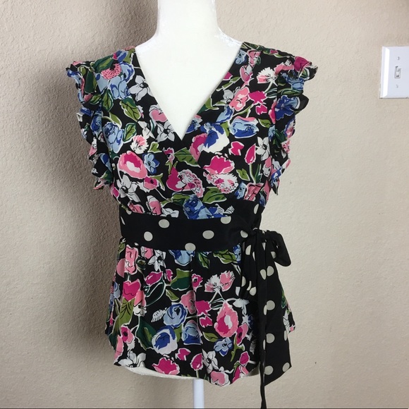 Anthropologie Tops - Odille for Anthropologie Floral Wrap Top